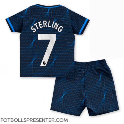 Chelsea Raheem Sterling #7 Bortatröja Barn 2023-24 Kortärmad (+ korta byxor)